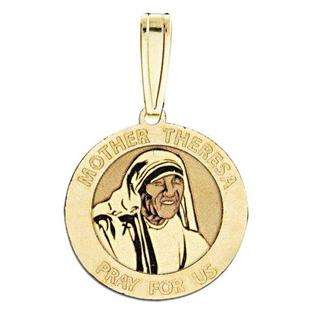 PicturesOnGold Mother Theresa Medal, Solid 14k White Gold, 3/4 in 