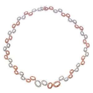  CleverSilvers Oval Link Bubble Rose Gold Silver CZ 