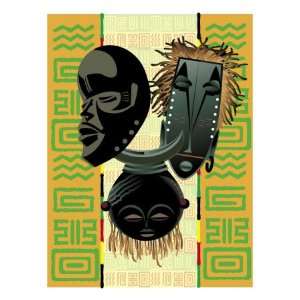  African Masks and Patterns Premium Poster Print, 18x24 