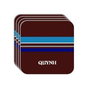 Personal Name Gift   QUYNH Set of 4 Mini Mousepad Coasters (blue 