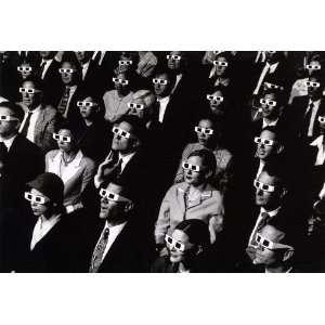  Audience Viewing 3 D Movie Poster, 1950s Crowd Watching 