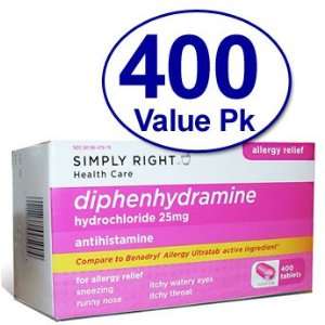 Diphenhydramine HCl 25 Mg Allergy Medicine and Antihistamine Compare 