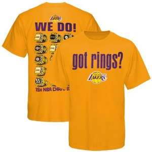 Majestic Los Angeles Lakers Gold Got Rings T shirt:  Sports 