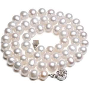  White 7 8mm AAA Cultured Pearl Strand Choker Necklace w 