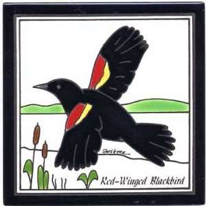  RED WINGED BLACKBIRD TILE, RED WINGED BLACKBIRD WALL PLAQUE, RED 