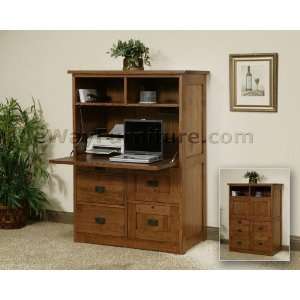  100% Solid Oak Wood Mission Home Office Computer Amoire 