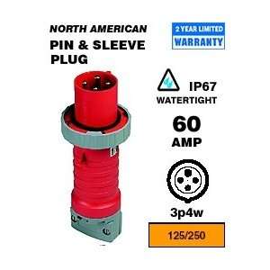   460P12W 60 Amp 125/250 Volt Pin & Sleeve Plug