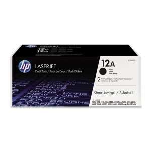  HP 12A Dual Pack Toner Cartridge. 12A BLACK CARTRIDGE FOR 