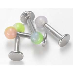  14g Acrylic 2 Tone Glow A+B BALL Labret Stud Jewelry 5/16 