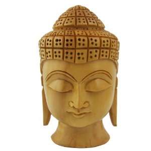  Statue Buddha Head in Wood Carving from India