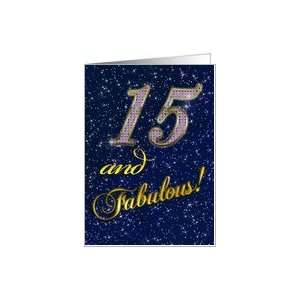  15th Birthday party with diamond stars effect Card: Toys 