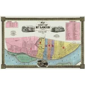    ST. LOUIS MISSOURI (MO) BY TWICHEL & COOK MAP 1844