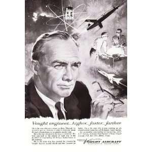 1957 Ad Vought Engineer Aircraft Science Original Vintage 