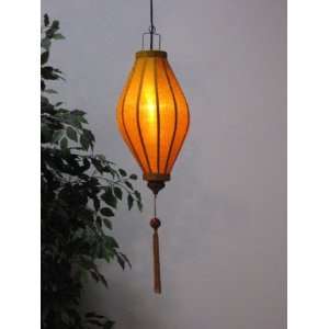  26 Silk And Bamboo Chinese Lantern   Gold Oval: Home 