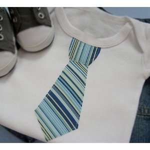  Handmade Tie Onesie, Blue Stripes, 0 3 months: Baby