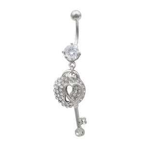   Key and Locket Belly Button Navel Ring Love Cute Sexy Fashion 14 Gauge