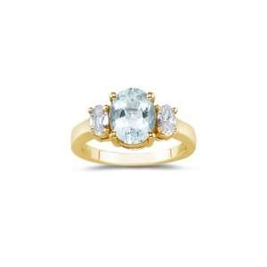  1.82 Cts White Sapphire & 3.97 Cts Sky Blue Topaz Ring in 
