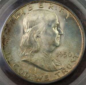 1950 D Franklin Half Dollar PCGS MS 64 *FBL* Toned  