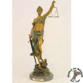   JUSTICE  Lady of Justice  by Nicolas Mayer Handcast Bronze Statue