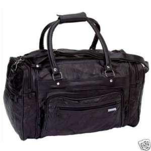 BlK Men Leather Gym Tote Travel Bag Multi Zipper Gift  