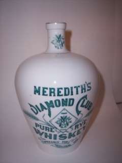 Merediths Diamond Club Rye Whiskey Medicinal China Jug  