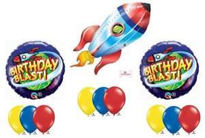   Ship Rocket Birthday Balloon Mylar Latex Set Lot Party Alien Spaceship