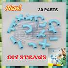 Flexible DIY Crazy Straw Set Construct Imagine 30 Parts Fun Wacky