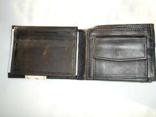 Mens Black Genuine Leather Bi Fold Wallet ID Windows  