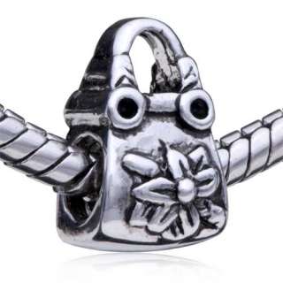PUGSTER® BEAD PURSE SILVER TONE CHARM FOR BRACELET L84  