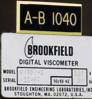 BROOKFIELD ENGINEERING DV LVT D LVTD DIGITAL VISCOMETER VISCOSITY 