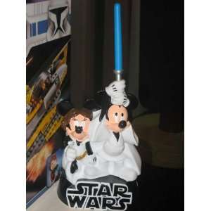  Disney Star Wars Minnie Jedi Mickey Piggy Coin Bank: Toys 