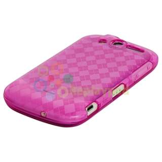 2x Gel Case Cover Pink+Clear Checker for HTC MyTouch 4G  