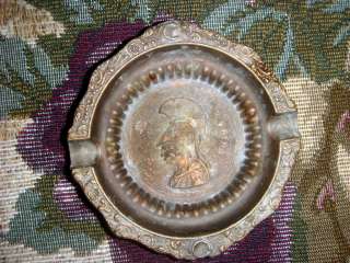 Vintage Old 1947 Greece Copper Metal Ashtray   AGHNA  