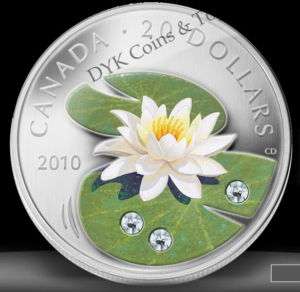 NEW 2010 CANADA WATER LILY LOTUS SWAROVSKI CRYSTAL COIN  