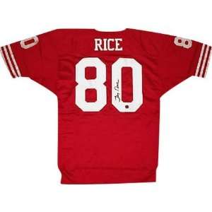  Jerry Rice Autographed Red Custom Jersey: Sports 
