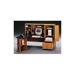 Desk with Armoire and Bookshelf End Peninsula, Natural Cherry, Box 1 