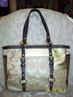   PATCHWORK GALLERY Tote Bag Gold/Brown 10388 Med/Lg Handbag/Purse