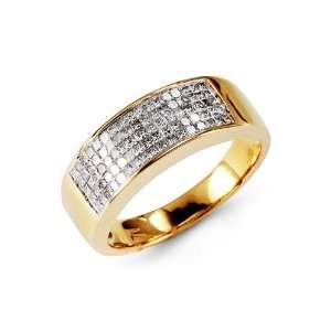    Mens 14k Solid Gold 1.00 Ct Princess Diamond Ring Band Jewelry