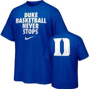  Duke Blue Devils Royal Nike Basketball Never Stops T Shirt 