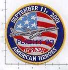 Pennsylvania   Flight 93 American Heroes Fire Patch 9 11 Lets Roll