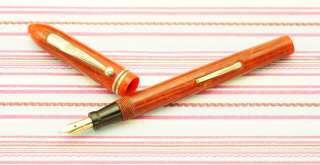 Vintage BANER Red Yellow Swirl Marble Fountain Pen c1950s  