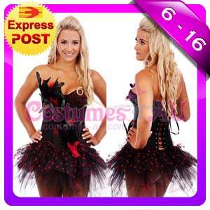 Burlesque Boned Moulin Rouge Corset Fancy Dress Costume Showgirl 