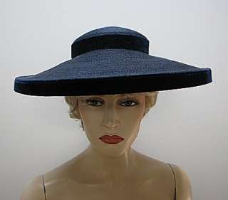 RETRO LADIES 1940s HAT, MIDNIGHT BLUE, CARTWHEEL #1283  