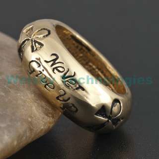 Never Give Up Egypt Ankh Token Gold Tone Ring R174 #8  