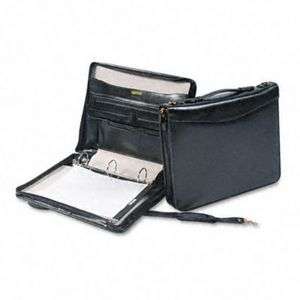   Ring Binder Suede Lined Zipper Assorted Pockets Black by Bond Street