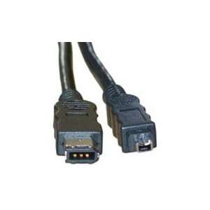  IEEE 1394 6P TO 4P Cable 15, 30AWG, Shield, Molded, Black 