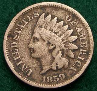 1859 Indian Head Cent   Good   G   Problem #1493  