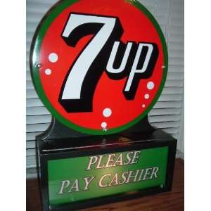  7 UP 7UP Soda Fountain Porcelain Lighted SIgn: Everything 