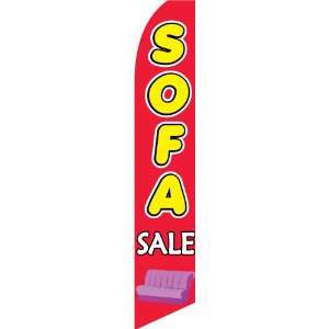 : 12ft x 2.5ft Sofa Sale Feather Banner Flag Set   INCLUDES 15FT POLE 