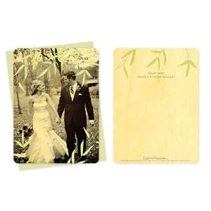  Wispy Bamboo Thank You Card   Real Wood Wedding Stationery 
